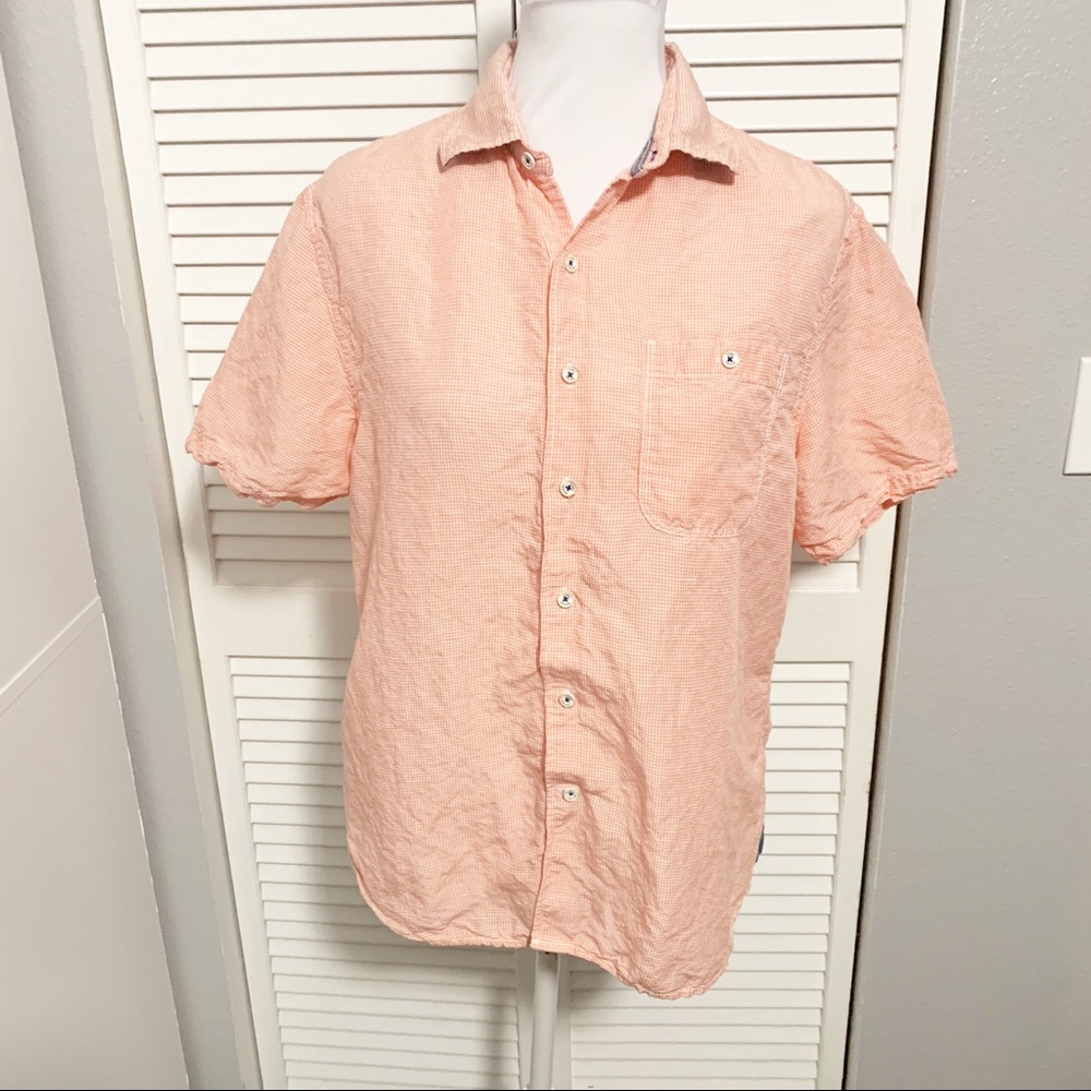 Tommy Bahama Orange Checkered Button Front Top